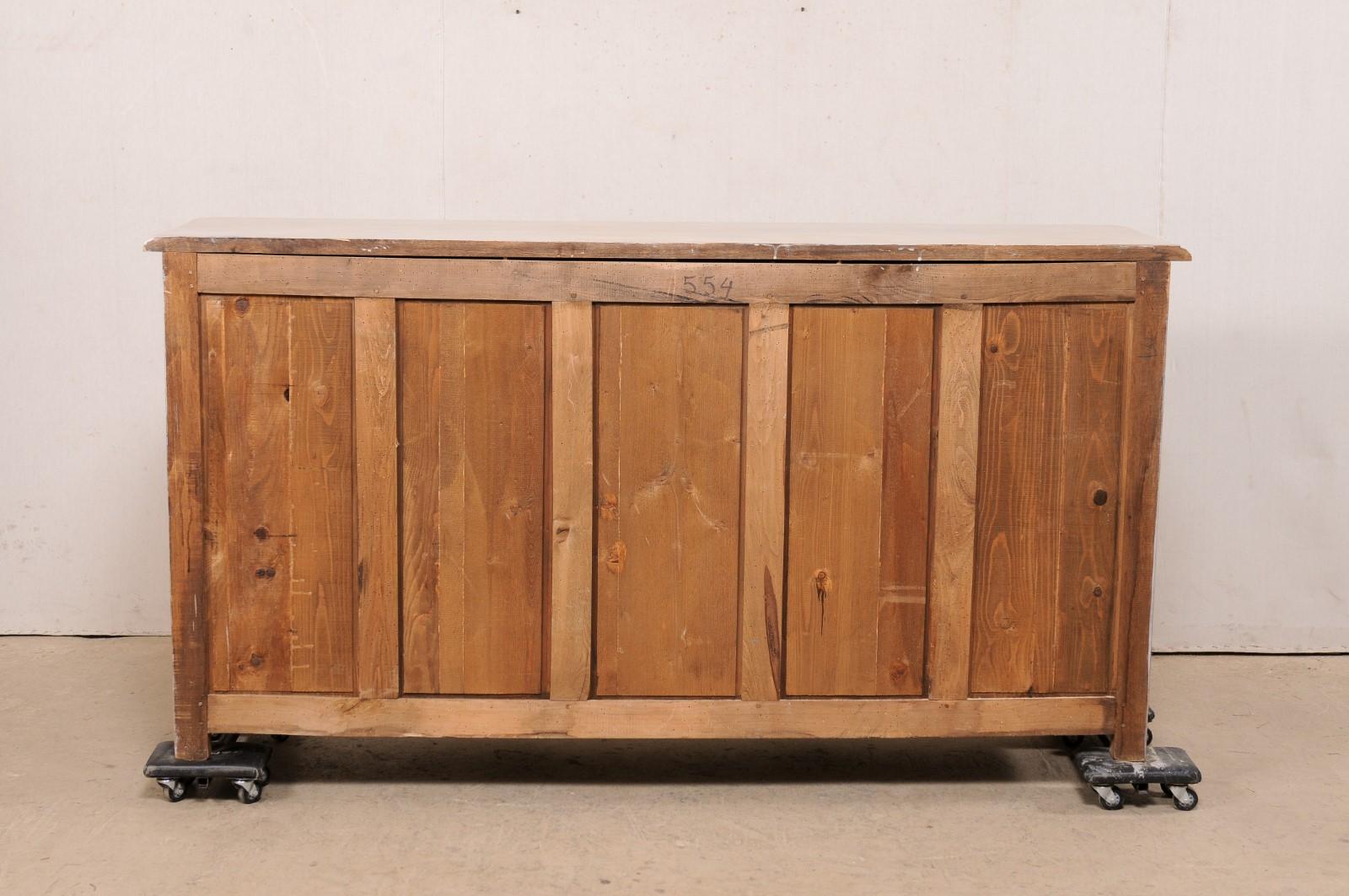 French Painted Credenza Console W/Drawers & Arched Panel Doors, Mid-20th Century For Sale 5