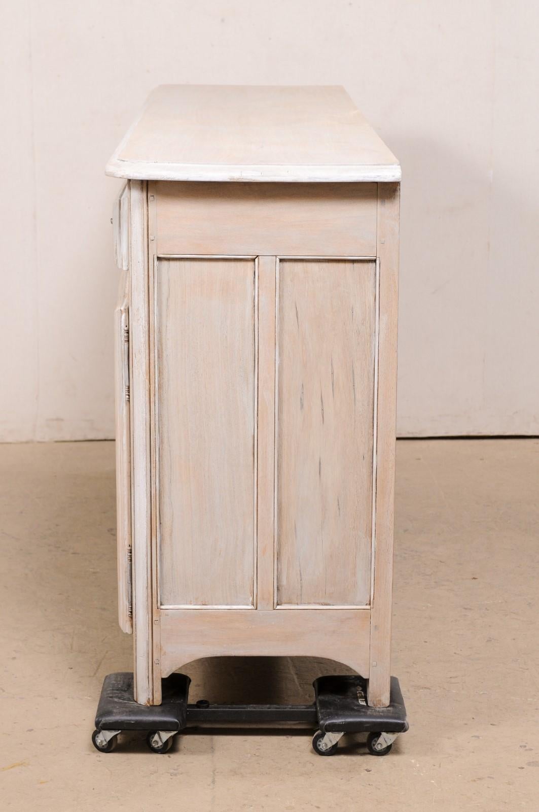 French Painted Credenza Console W/Drawers & Arched Panel Doors, Mid-20th Century For Sale 6