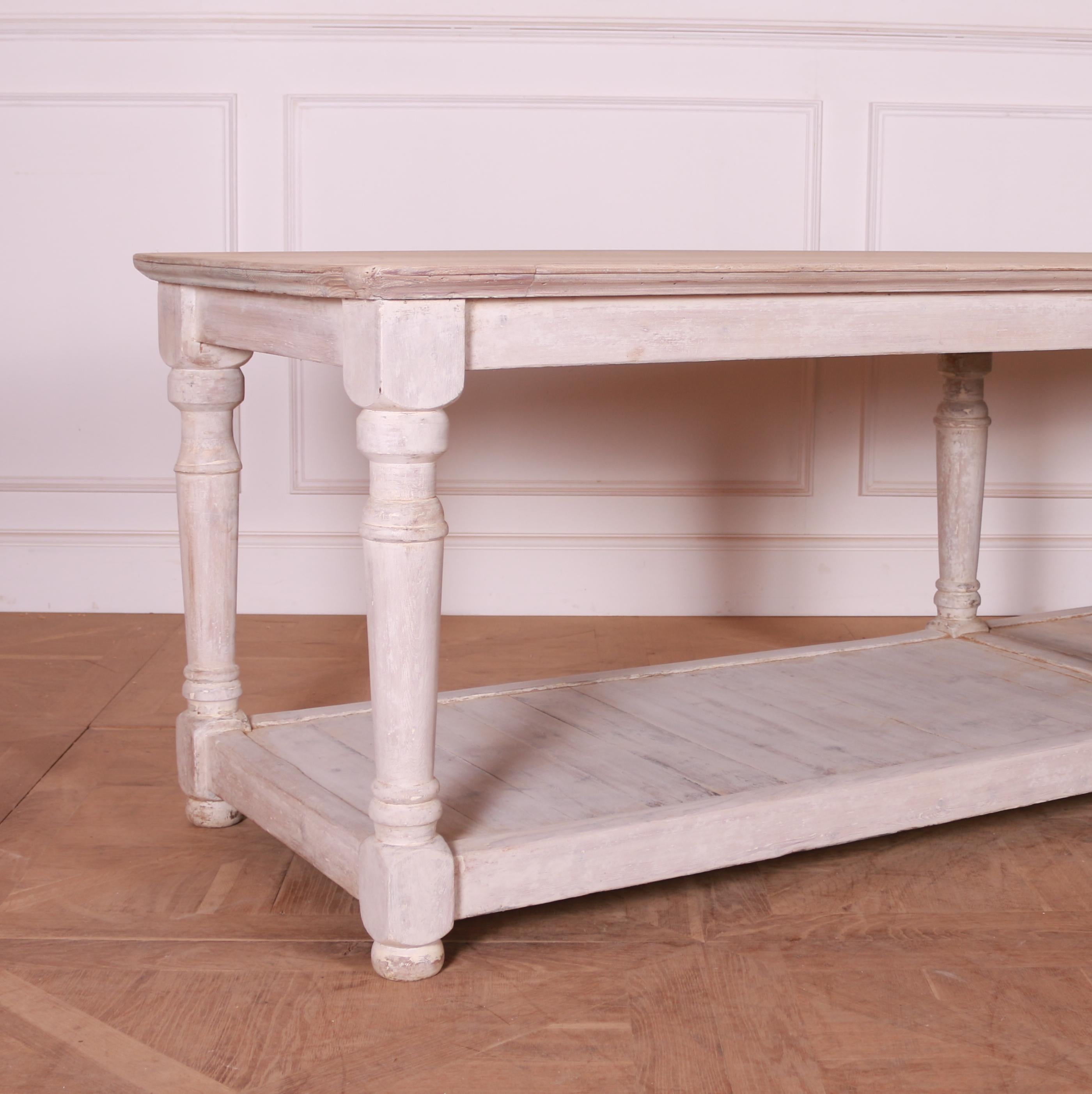 Large 19th C French painted and scrubbed pine drapers table. 1880.

Reference: 7704

Dimensions
108.5 inches (276 cms) wide
29.5 inches (75 cms) deep
30 inches (76 cms) high

