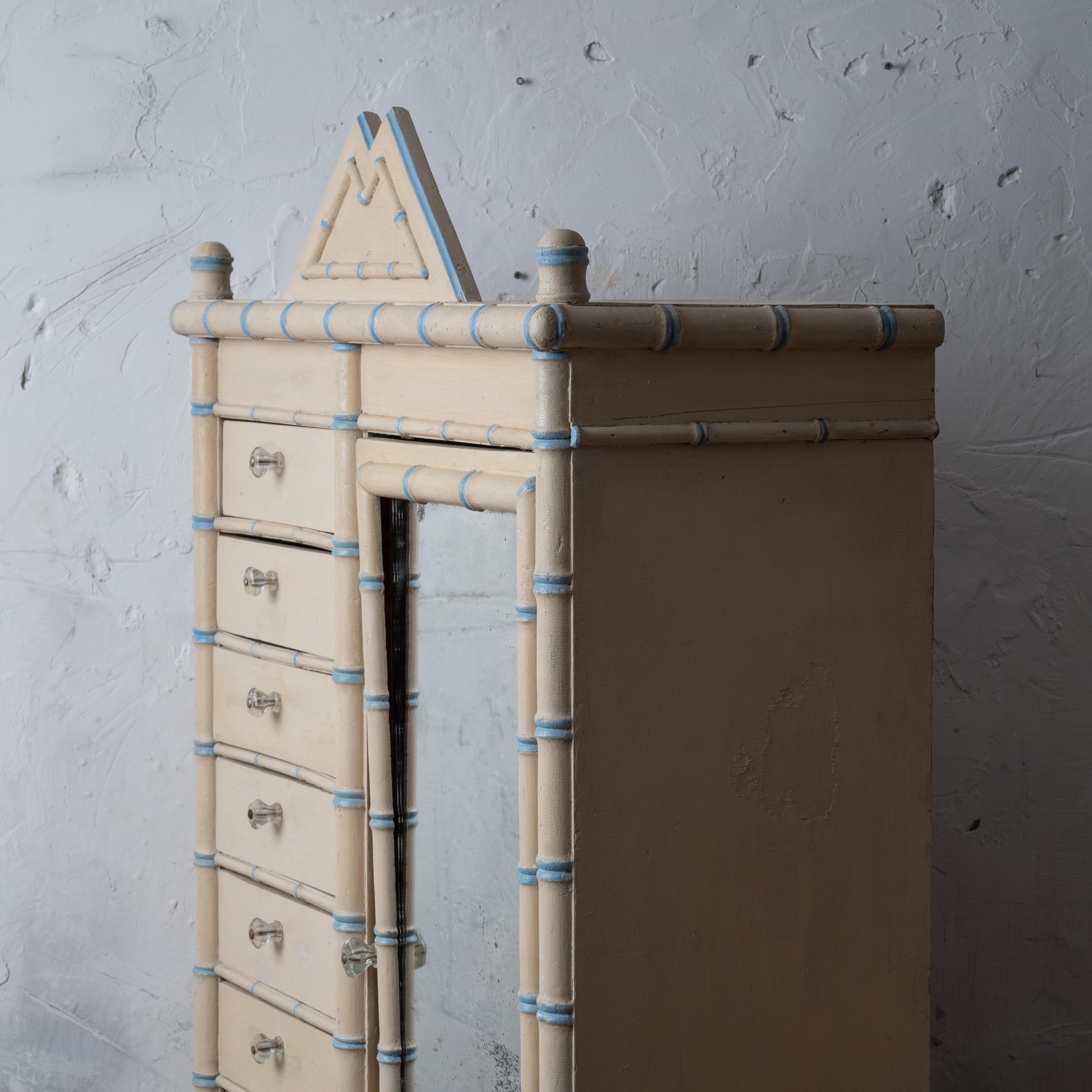 French Painted Faux Bamboo Armoire, 19th Century For Sale 6