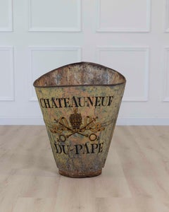 French Painted Grape-Picking Hod, Iron, Circa 1900, Rustic Decor