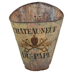 French Painted Grape-Picking Hod, Iron, Circa 1900, Rustic Decor