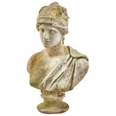 French Painted Iron Bust of the Goddess Minerva, circa 1890