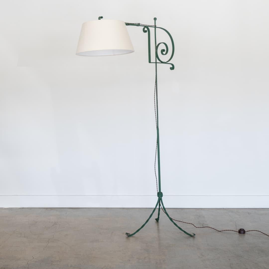 Linen French Painted Iron Floor Lamp