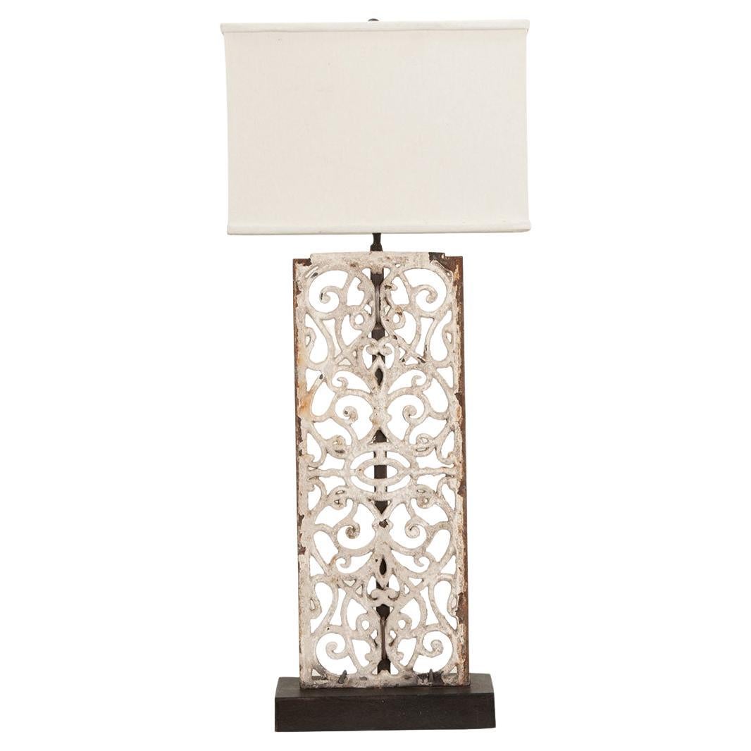 French Painted Iron Panel Lamp