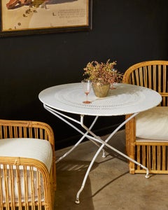 French Painted Iron Round Folding Garden Dining Tables