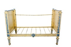 French Painted Iron & Wrought Iron Banquette Child Sofa Louis XVI st, circa 1880