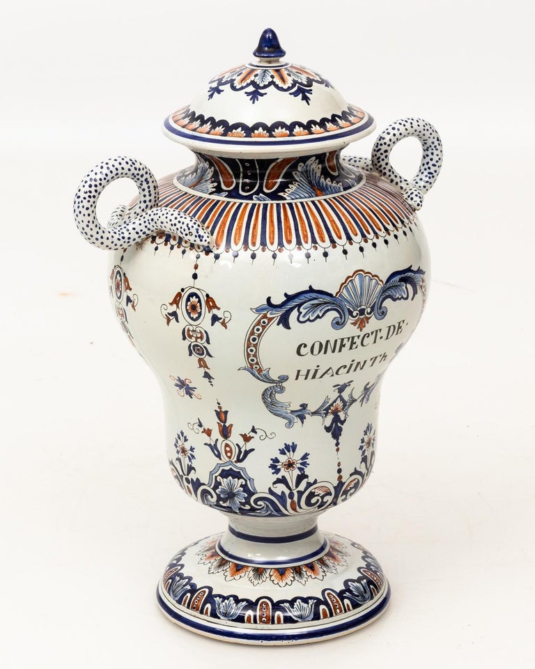French Painted Jar with Lid For Sale at 1stDibs