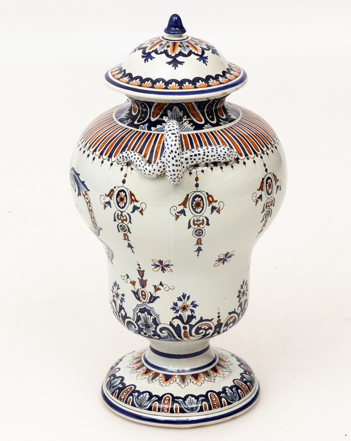 20th Century French Painted Jar with Lid For Sale