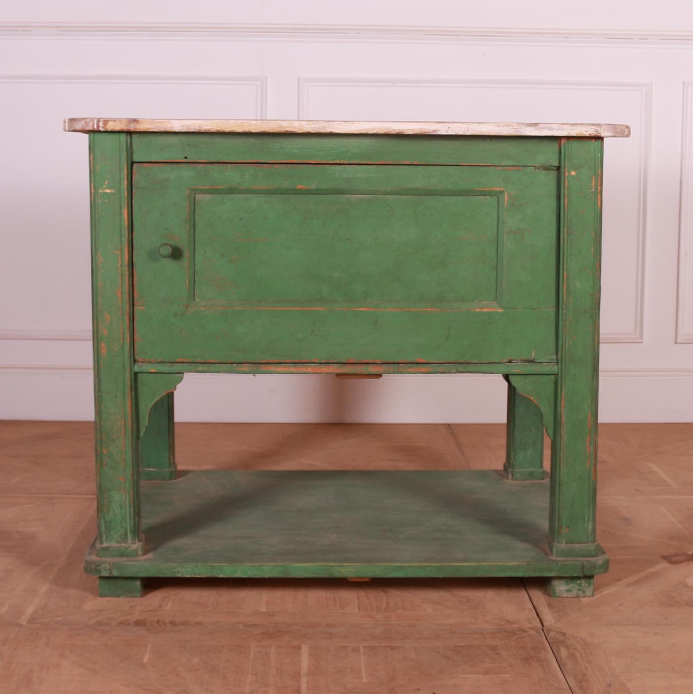 19th Century French Painted Kitchen Island