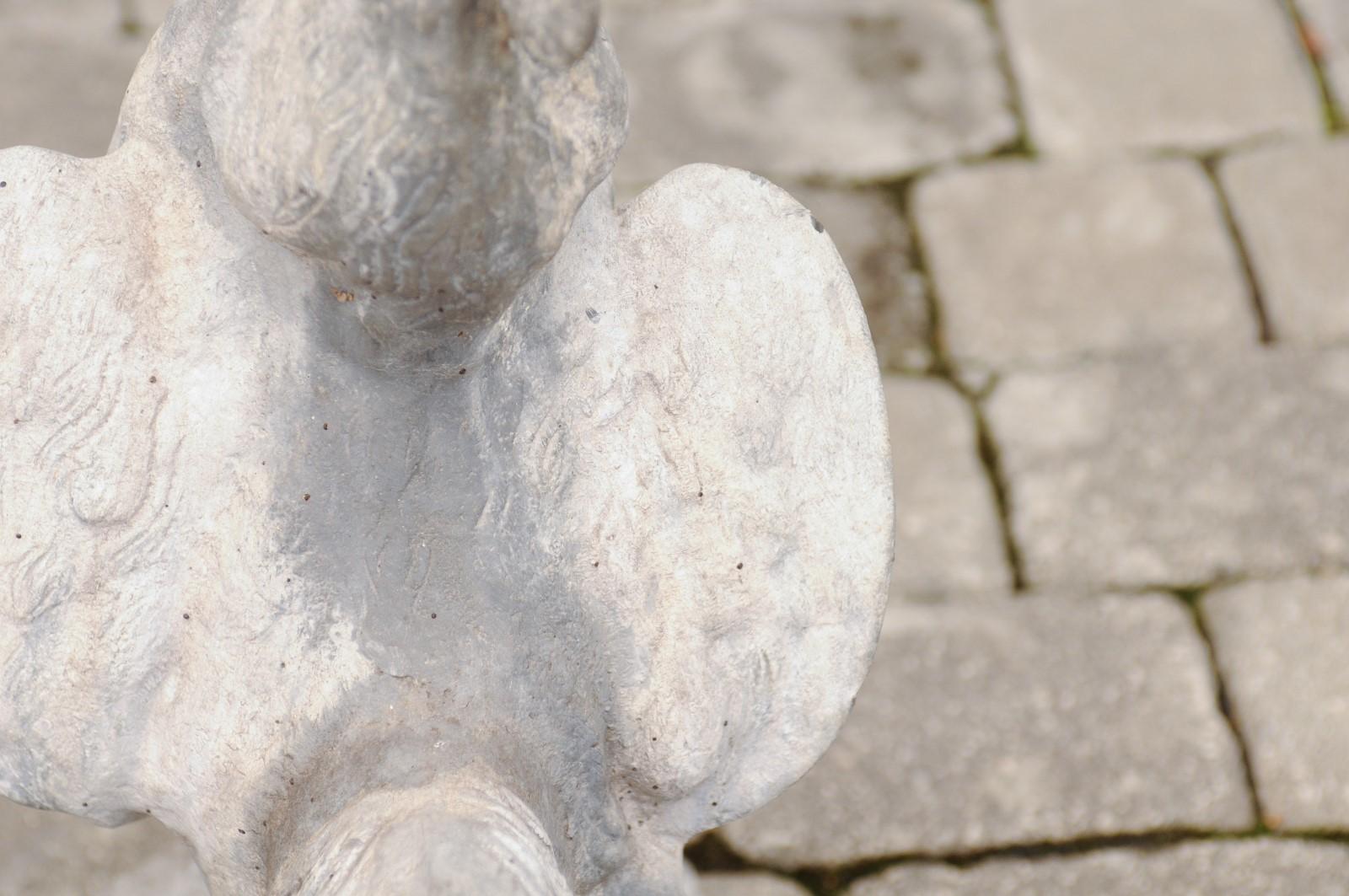 Gemalte lebensgroße Crowing Rooster-Skulptur aus Blei auf Sockel, um 1920, Frankreich im Angebot 8