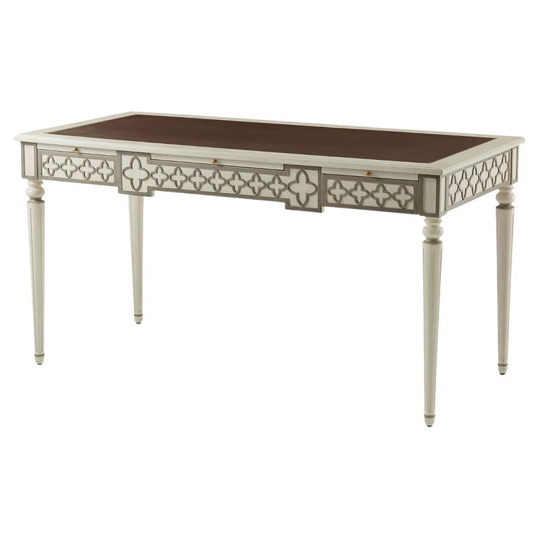 French Painted Leather Top Desk For Sale at 1stDibs