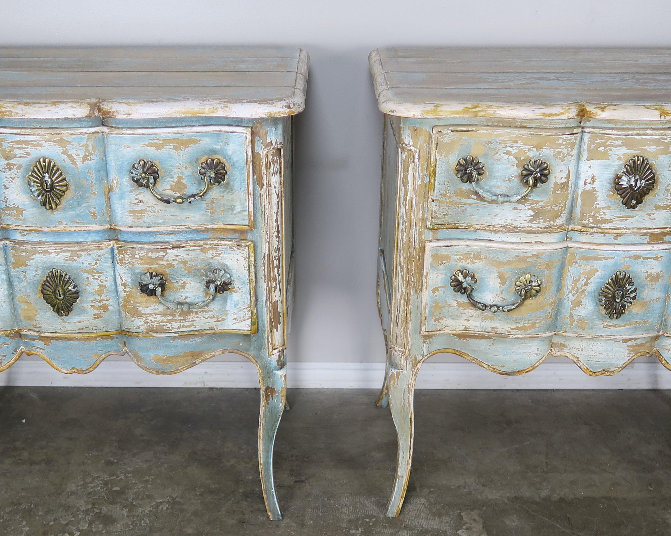 Mid-20th Century French Painted Louis XV Style Commodes, circa 1930s