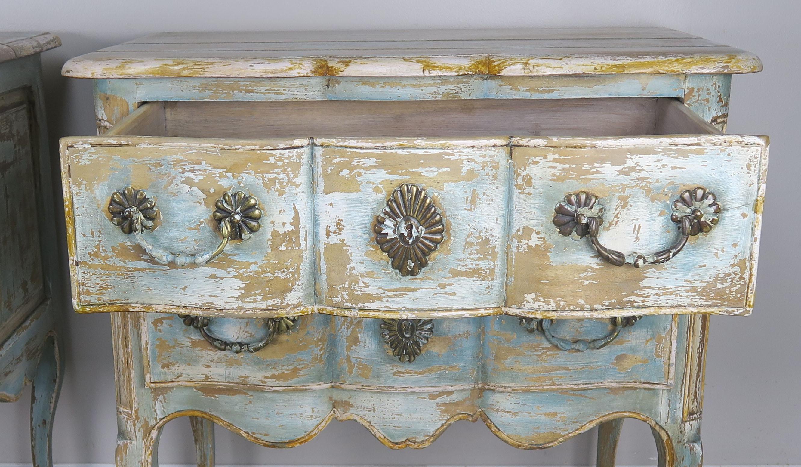 Wood French Painted Louis XV Style Commodes, circa 1930s