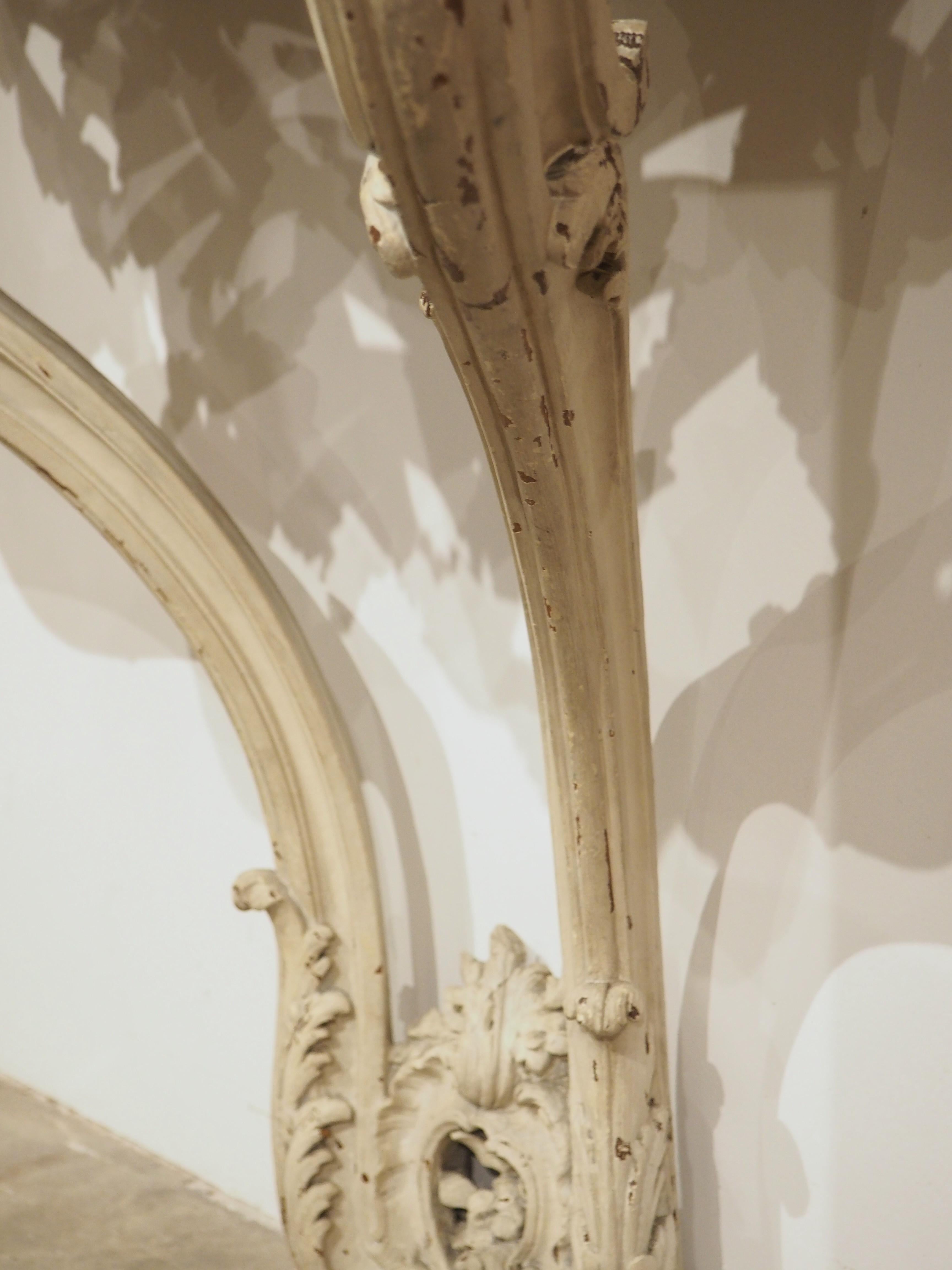 French Painted Louis XV Style Console Table, Breche Violette Marble Top, C. 1850 For Sale 9