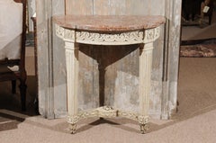 French Painted Louis XVI Console Table with Marble Top, circa 1780
