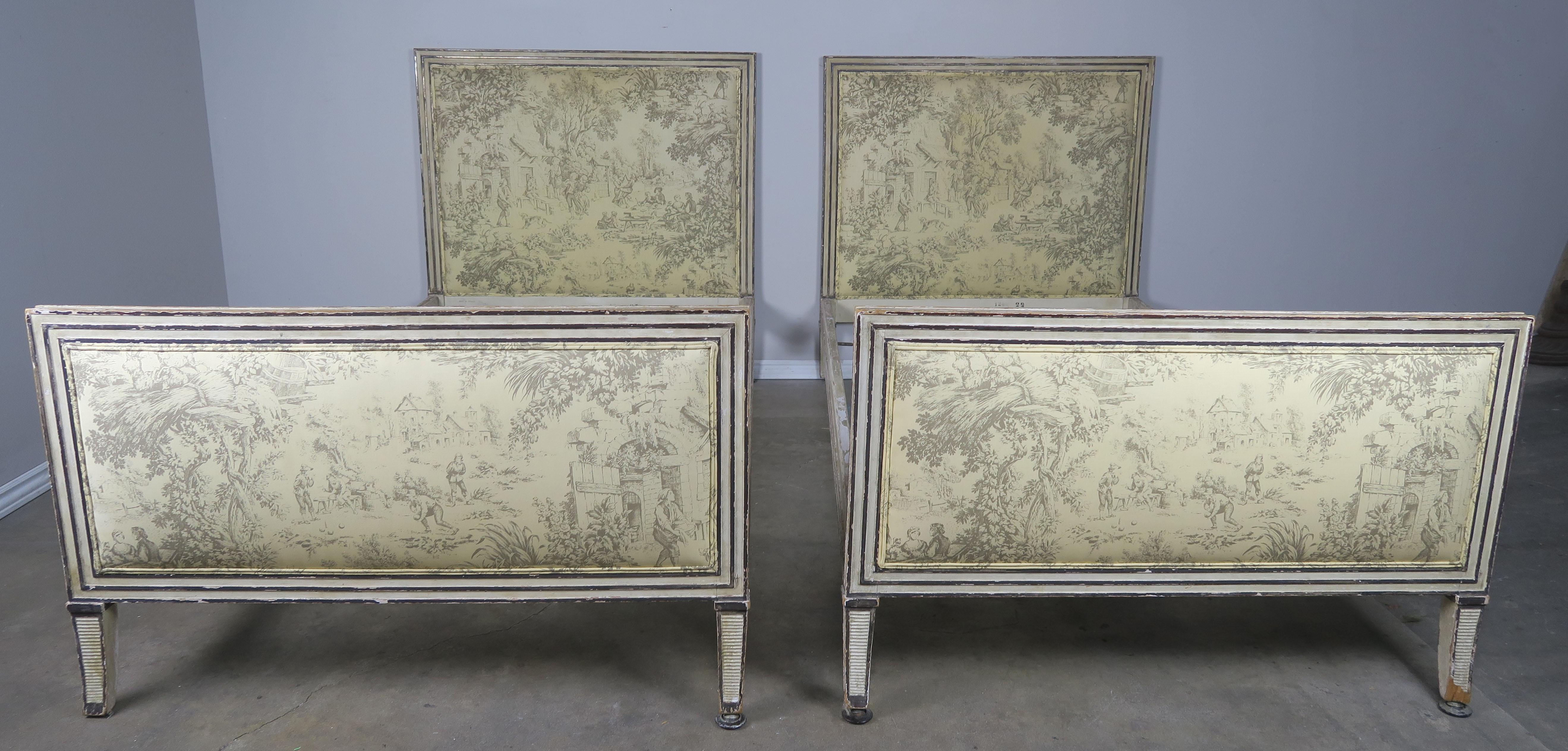French Painted Louis XVI Style Bed Frames, circa 1930 5