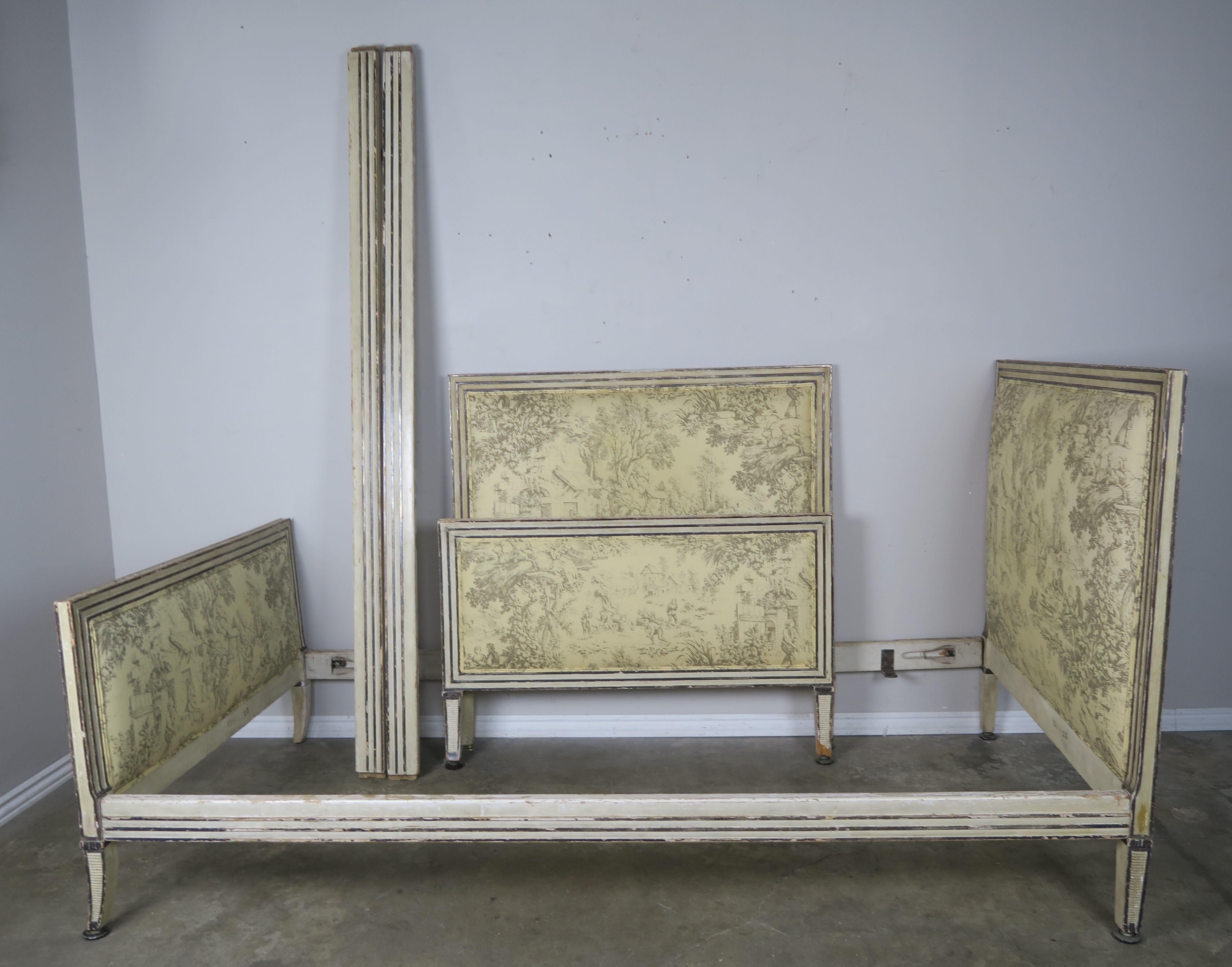 French Painted Louis XVI Style Bed Frames, circa 1930 1