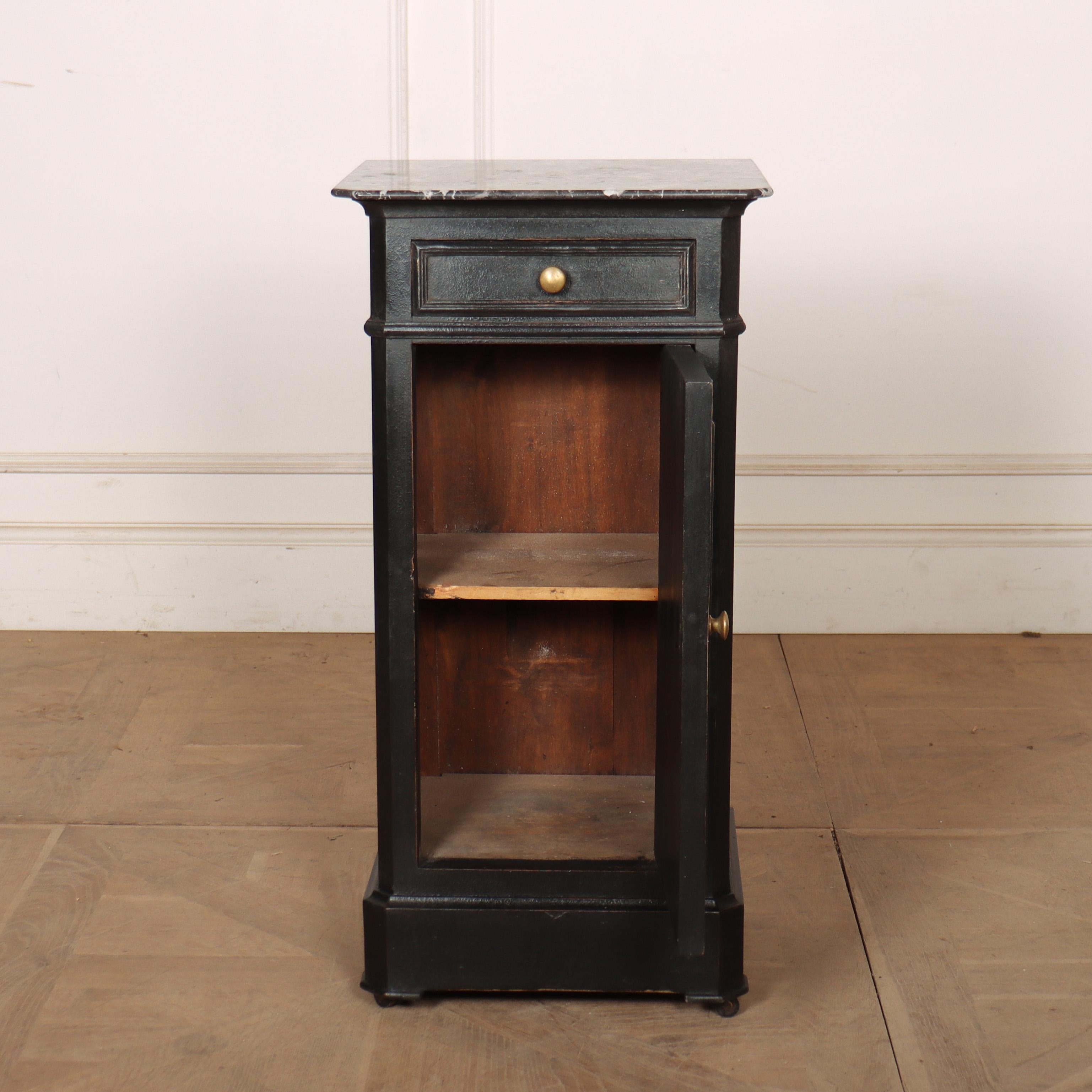 French Painted Marble Top Bedside Table For Sale 6