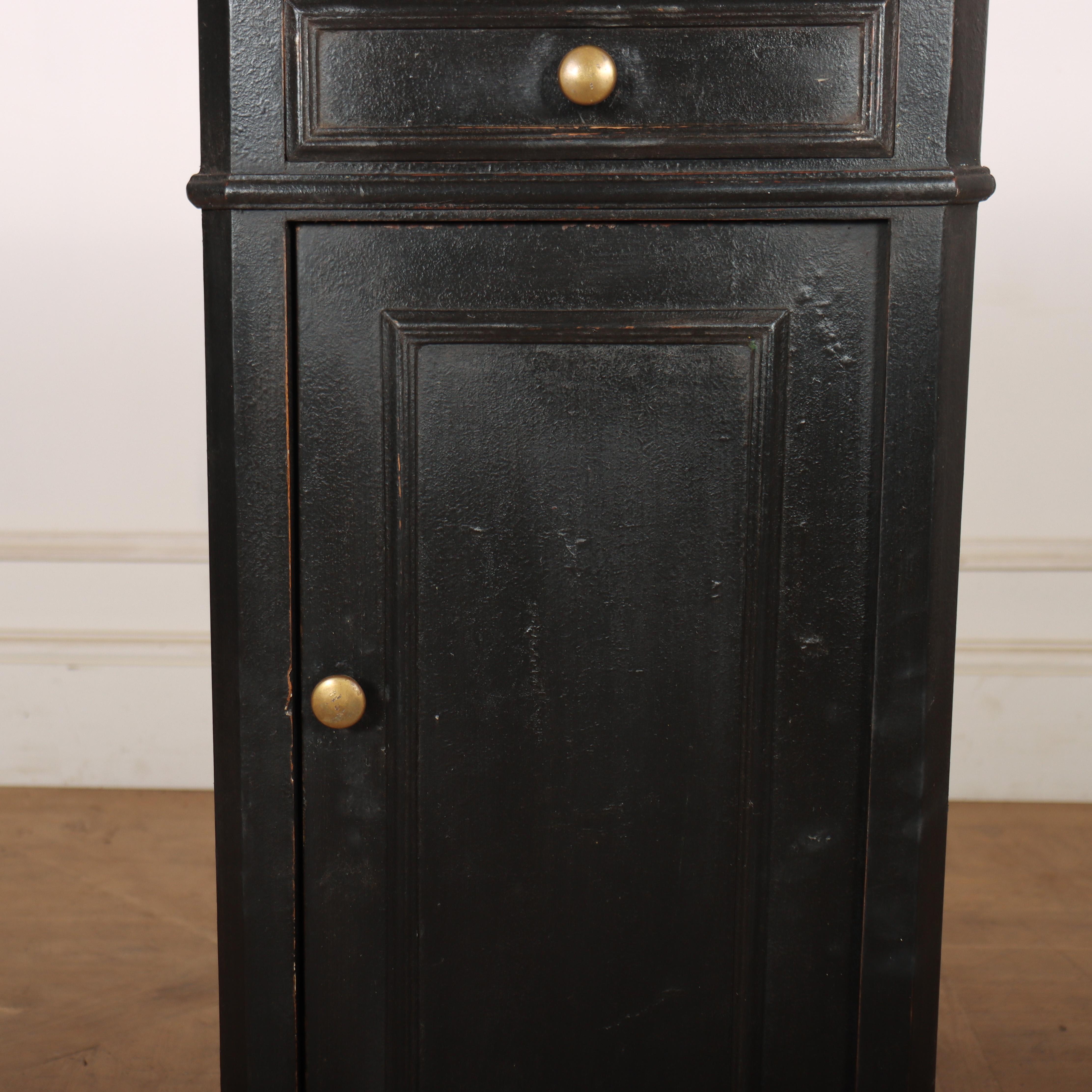 French Painted Marble Top Bedside Table In Good Condition For Sale In Leamington Spa, Warwickshire
