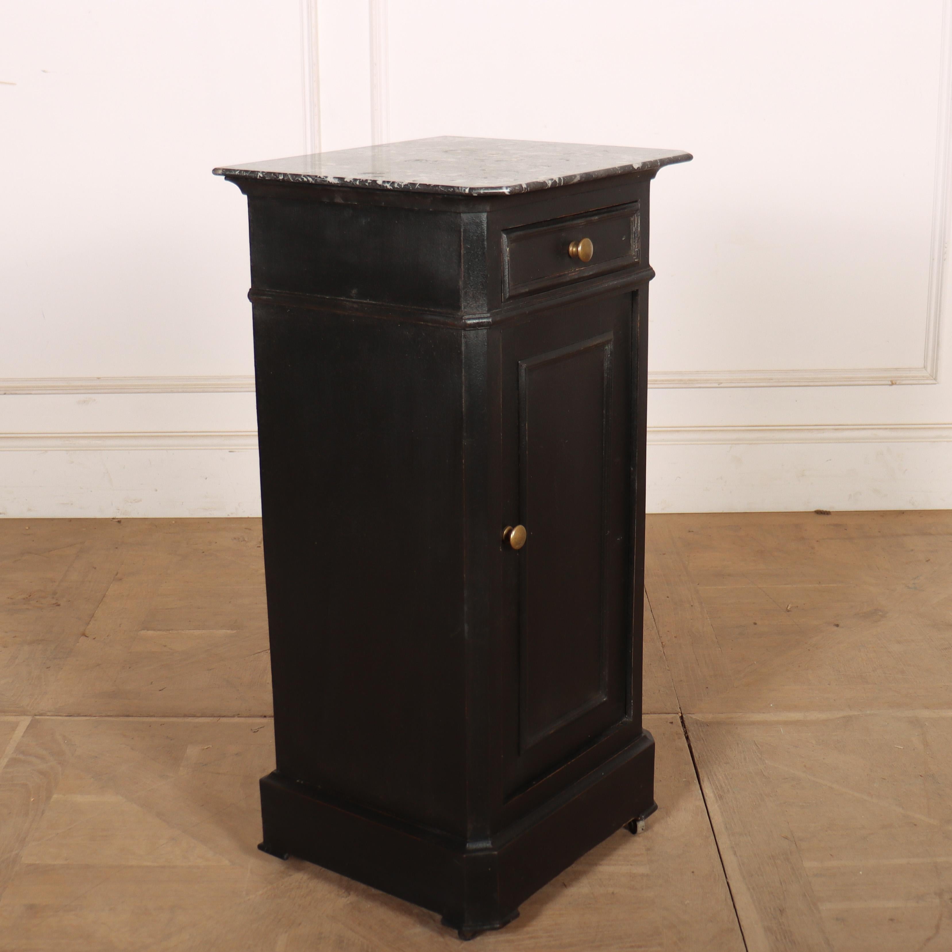 French Painted Marble Top Bedside Table For Sale 1