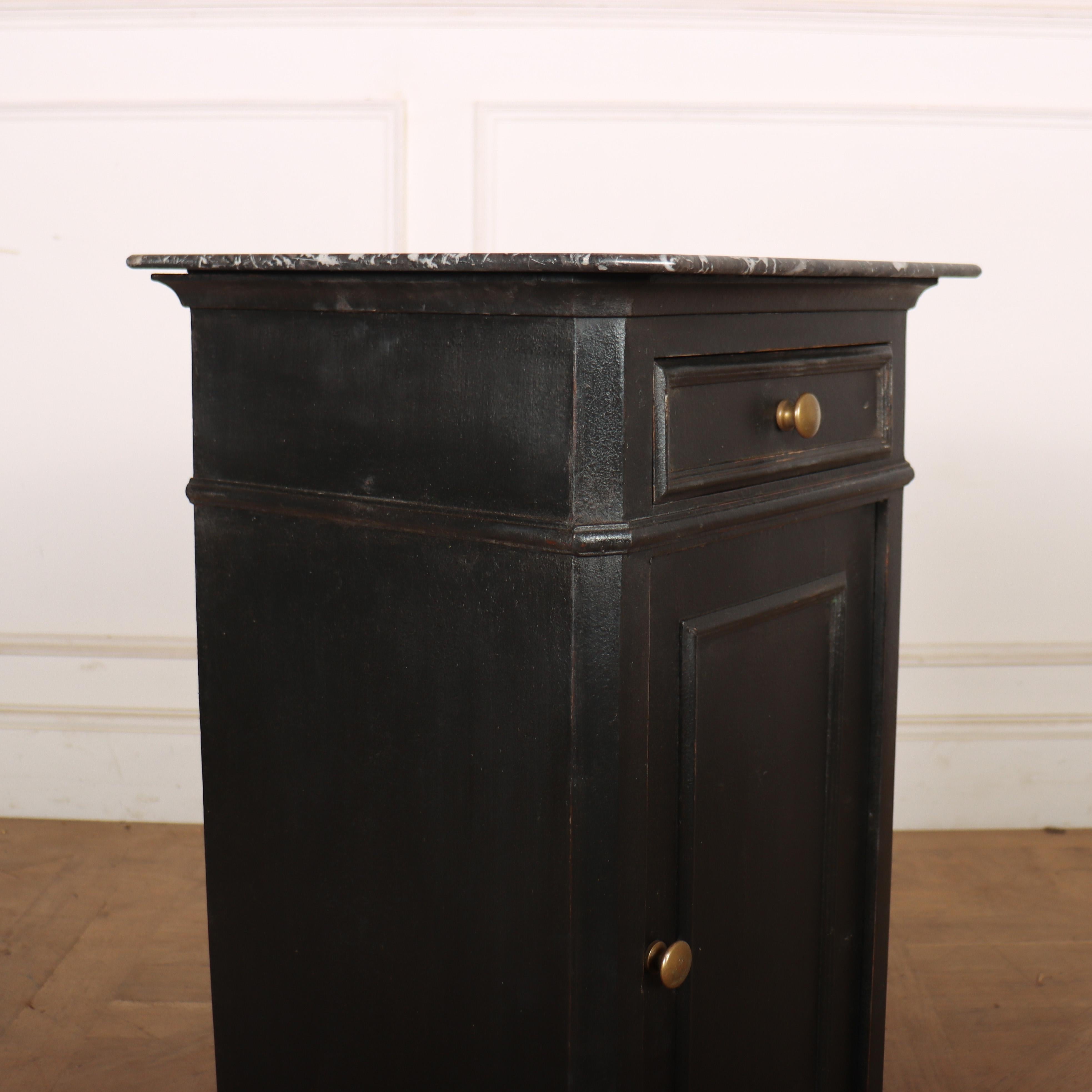 French Painted Marble Top Bedside Table For Sale 2