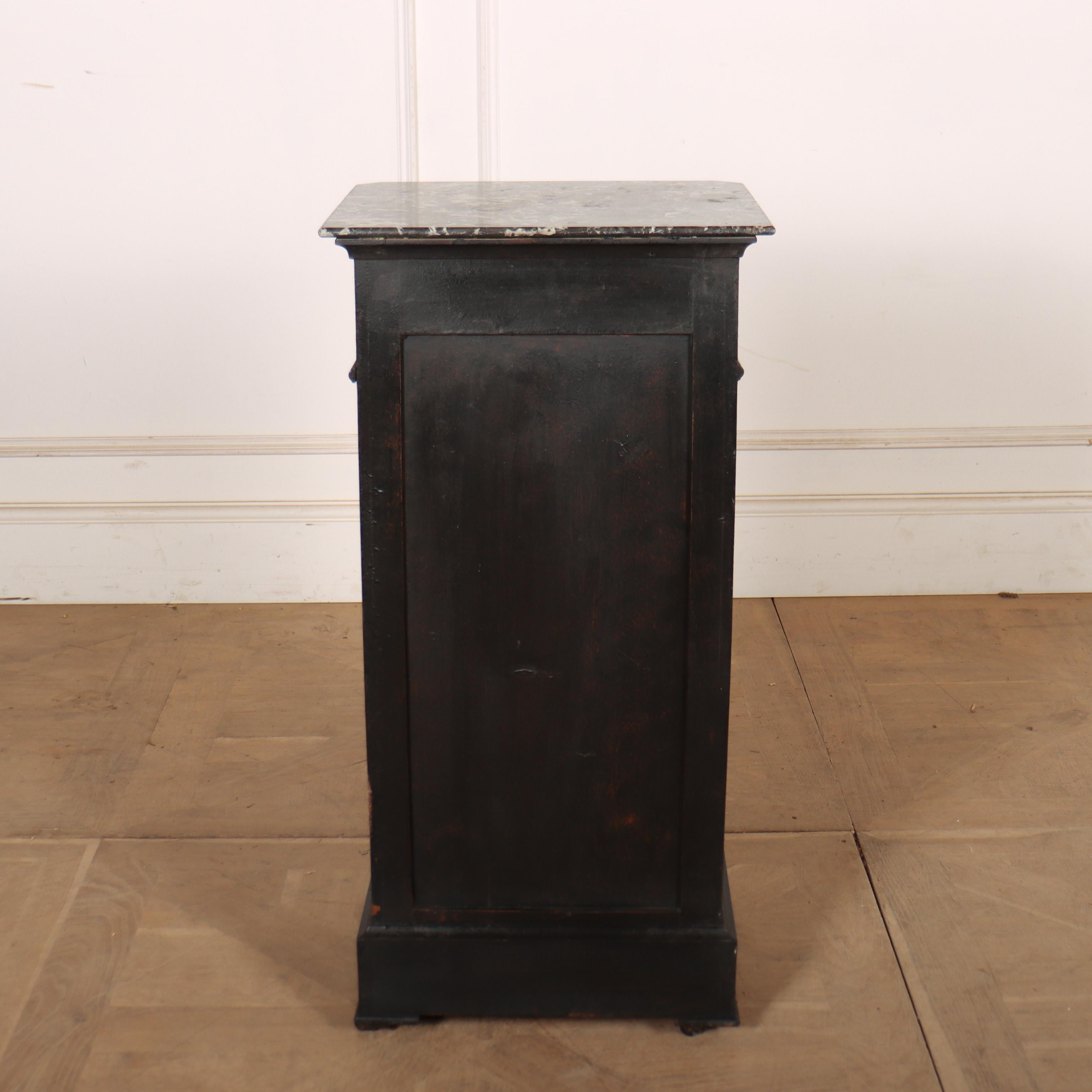French Painted Marble Top Bedside Table For Sale 4