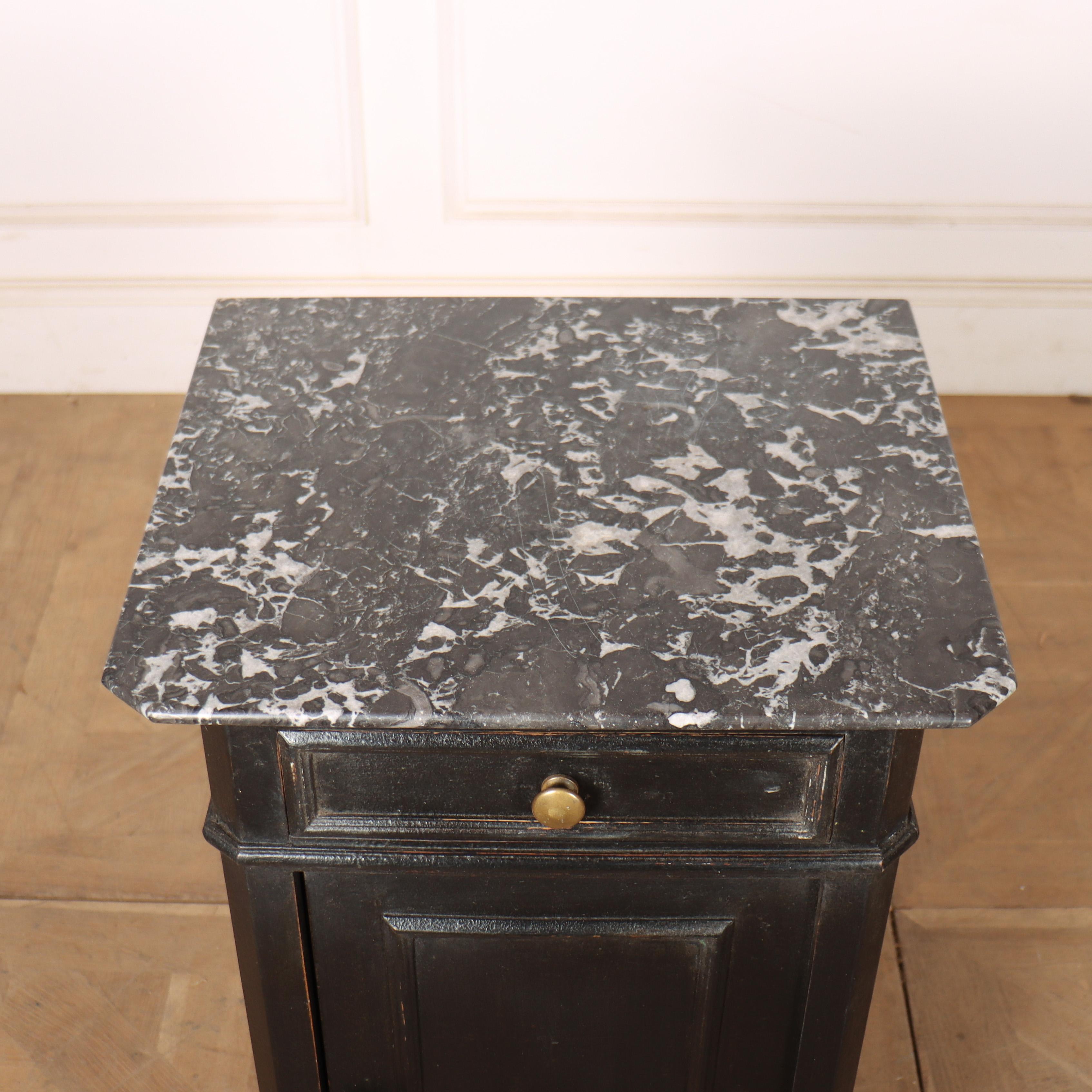 French Painted Marble Top Bedside Table For Sale 5