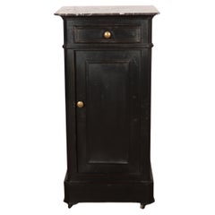 Antique French Painted Marble Top Bedside Table