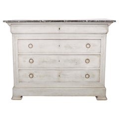 Antique French Painted Marble Top Commode