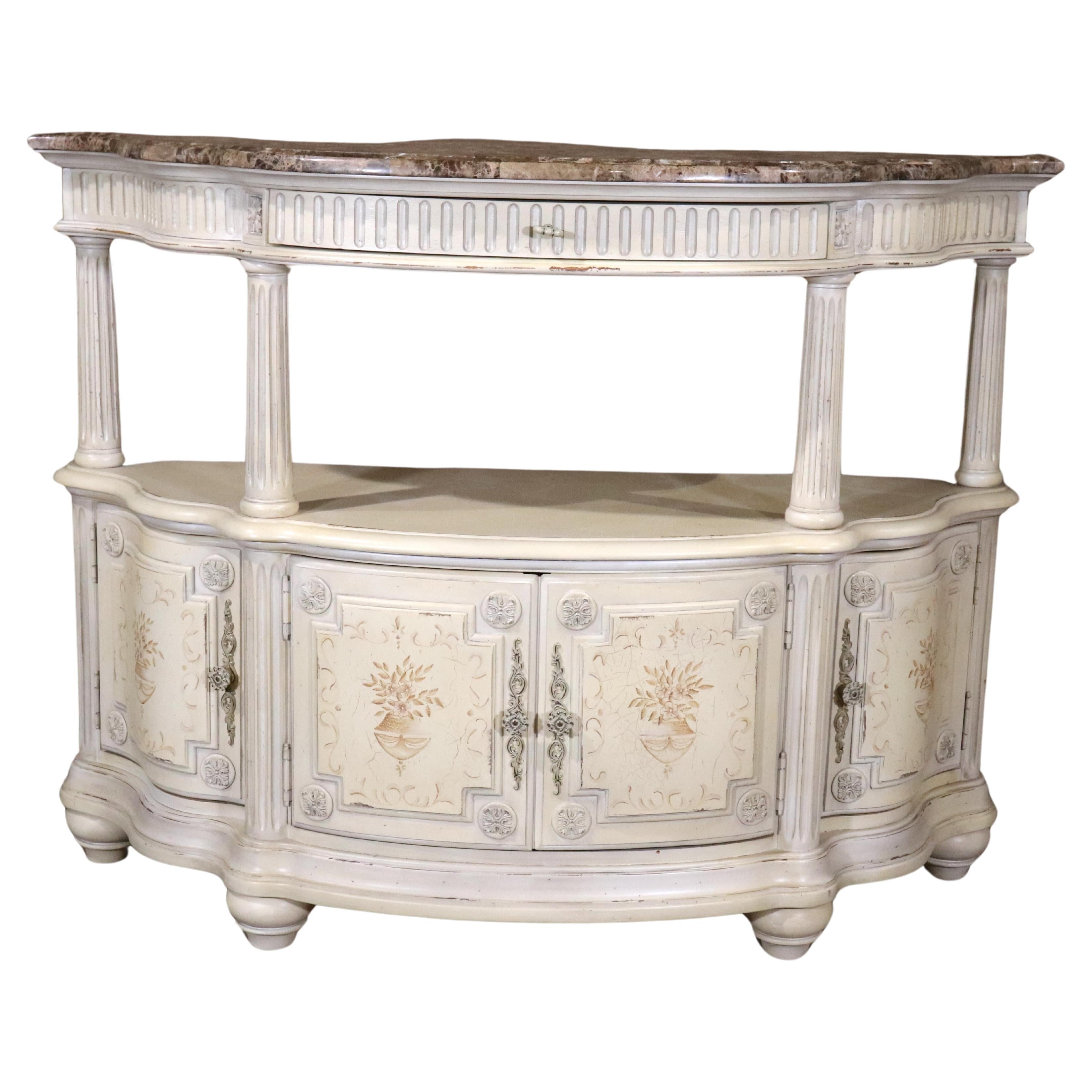 French Painted Marble Top Sideboard For Sale
