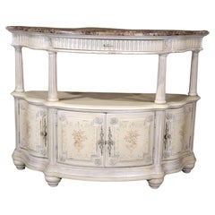 Vintage French Painted Marble Top Sideboard