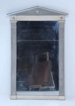 19th Century French Painted Mirror With Peaked Pediment
