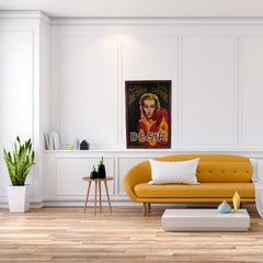 French Painted Movie Poster "Desire" 1936 Marlene Dietrich and Gary Cooper