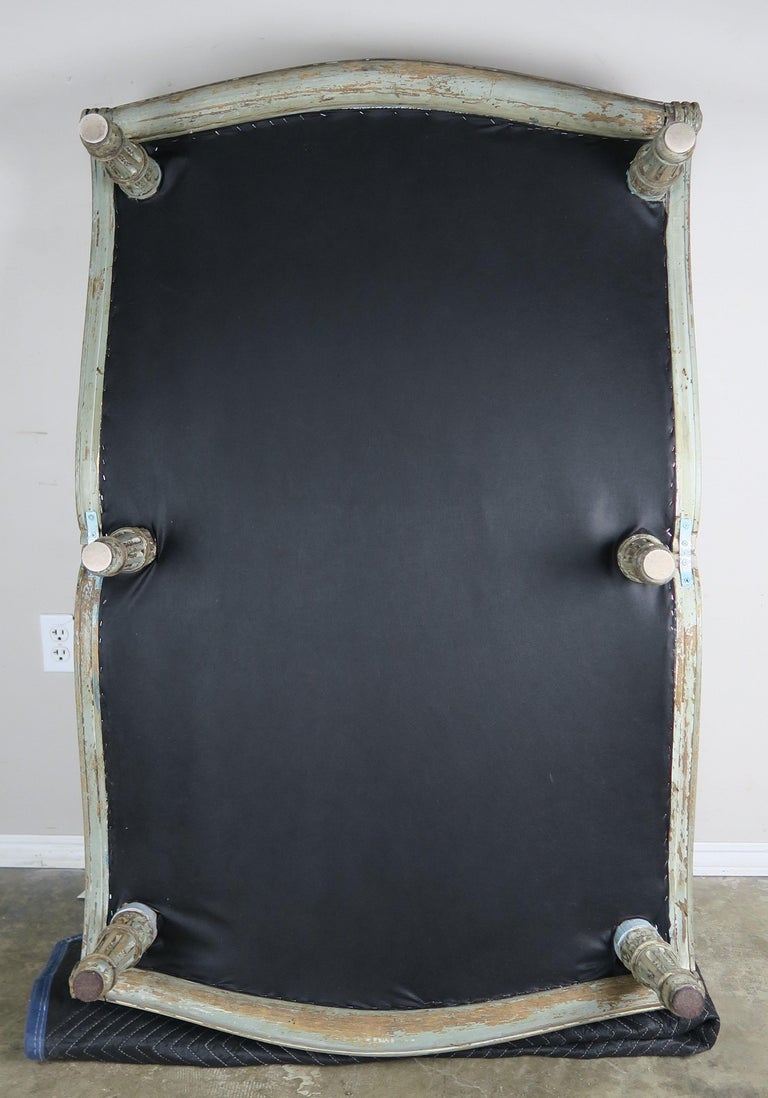 French Painted Neoclassical Style Velvet Tufted Bench