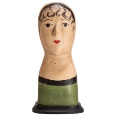 French Painted Papier Mâché Marotte