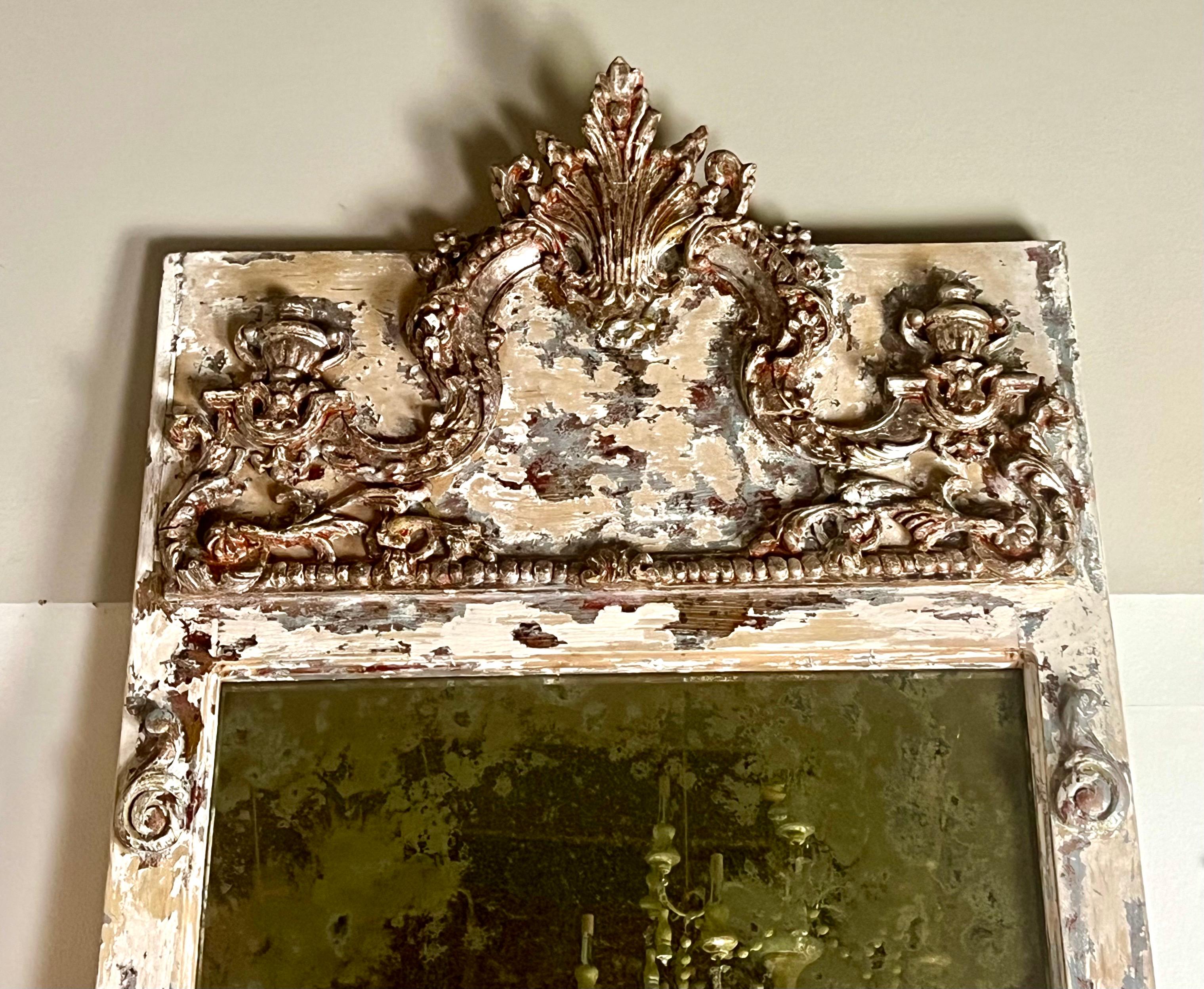 French Painted & Parcel Gilt Mirror For Sale 6