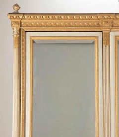 French Painted & Parcel-Gilt Mirrored Armoire, circa 1900
