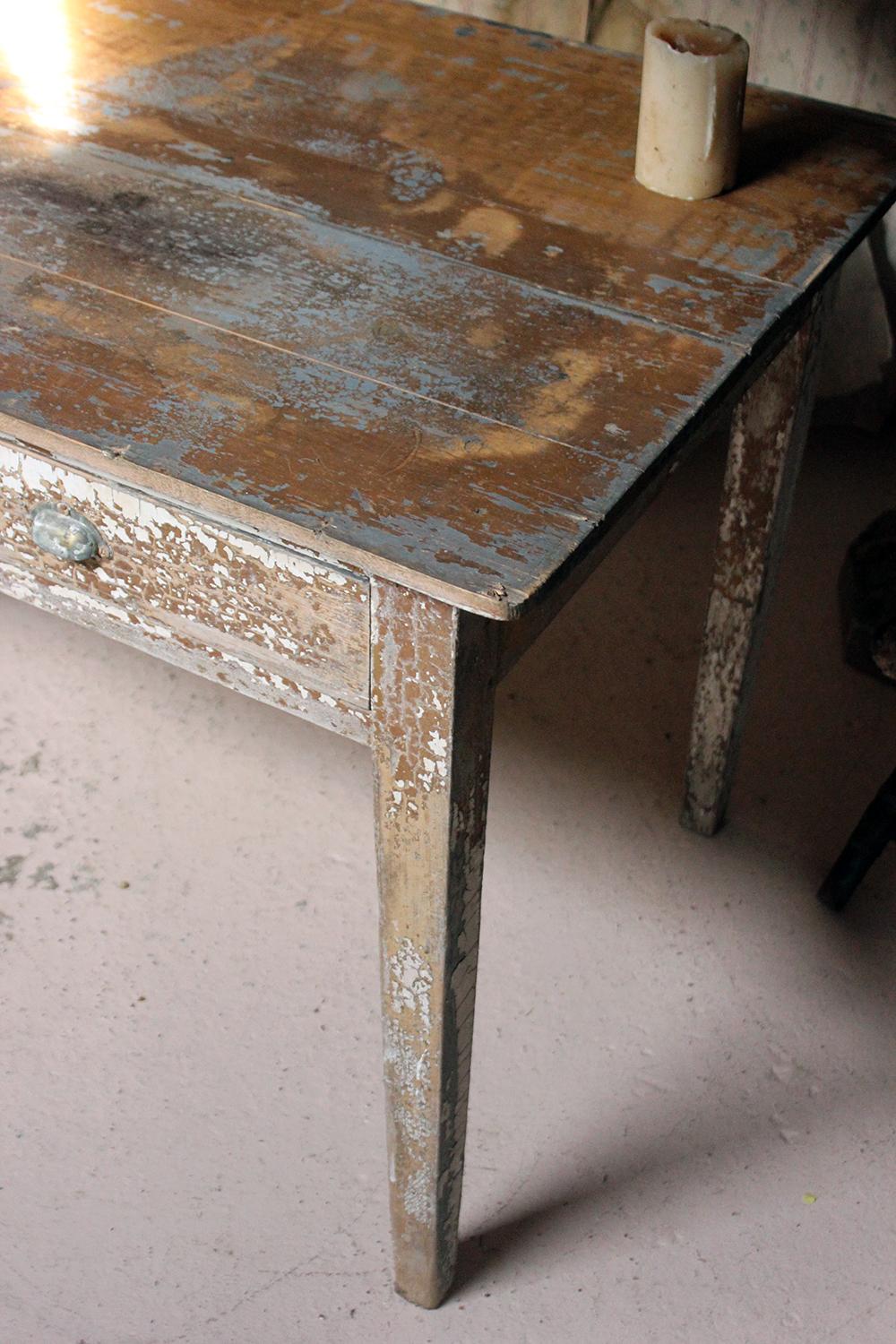 French Painted Pine Side Table, circa 1890 1