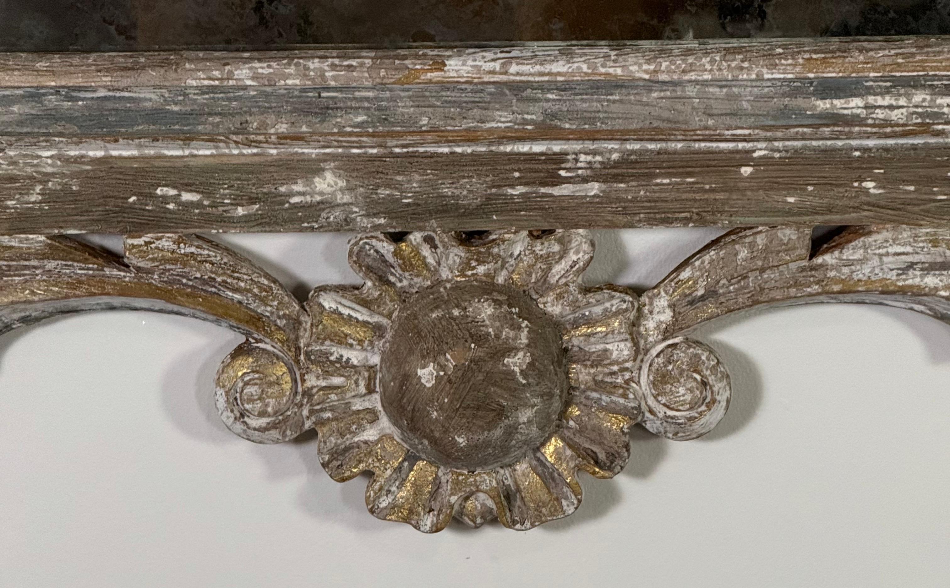 French Painted Rococo Style Mirror w/ Shell For Sale 5