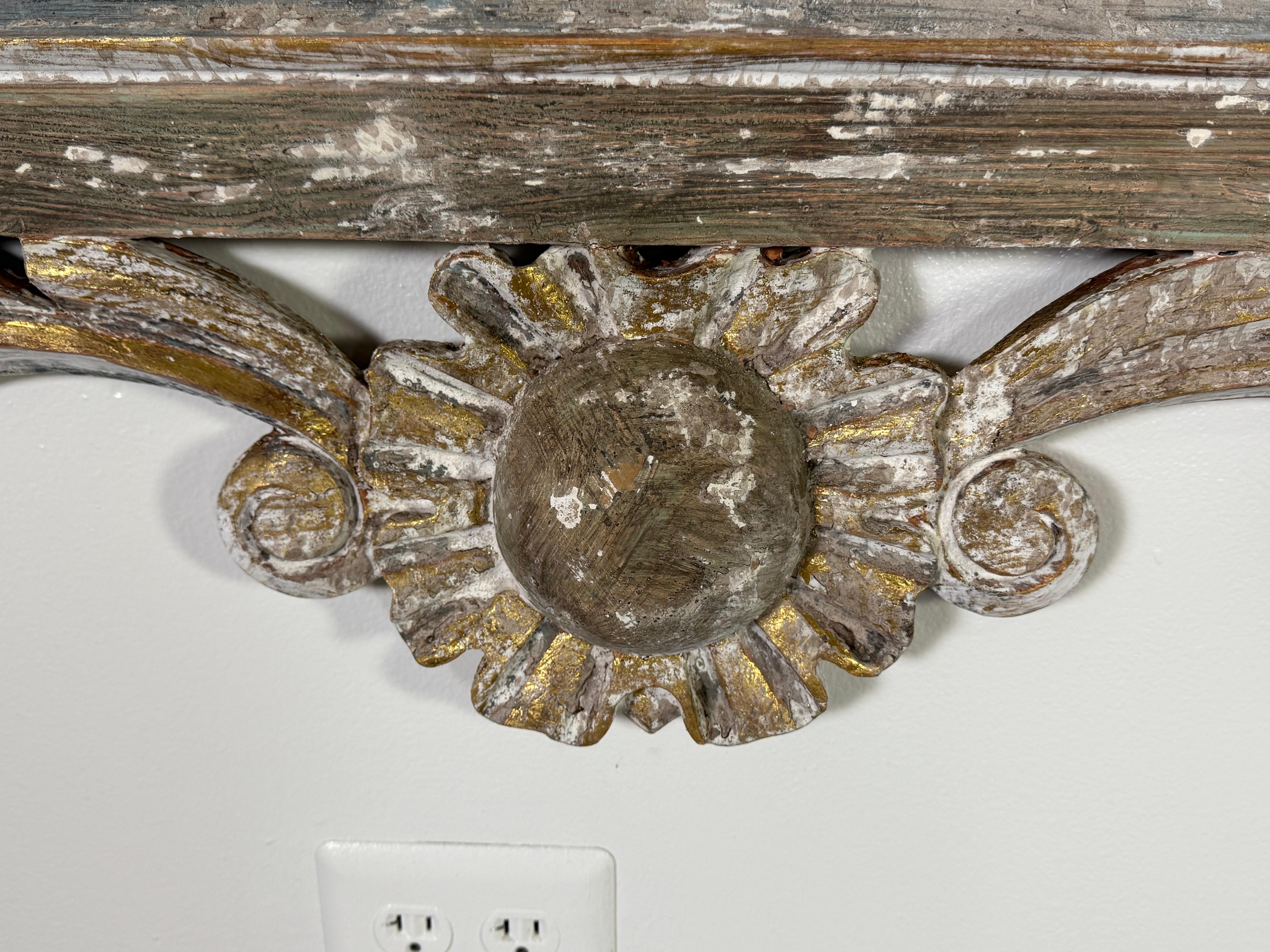 French Painted Rococo Style Mirror w/ Shell For Sale 11