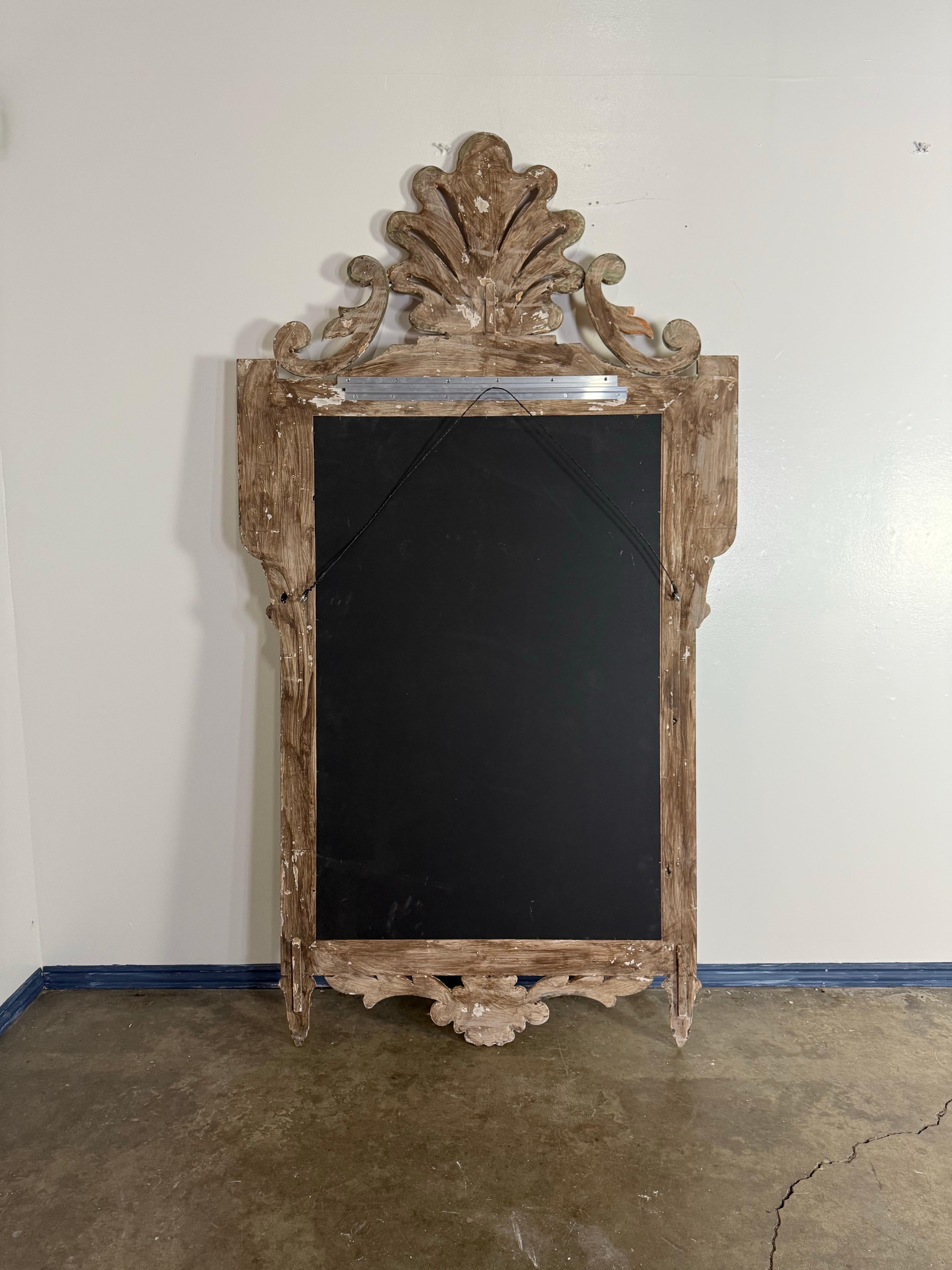 French Painted Rococo Style Mirror w/ Shell For Sale 14