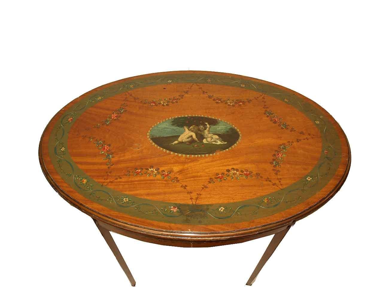 French Painted Satinwood Table In Good Condition For Sale In Wilson, NC
