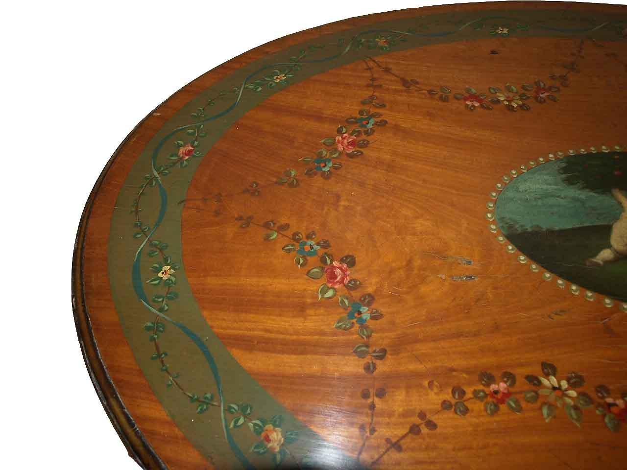 Late 19th Century French Painted Satinwood Table For Sale