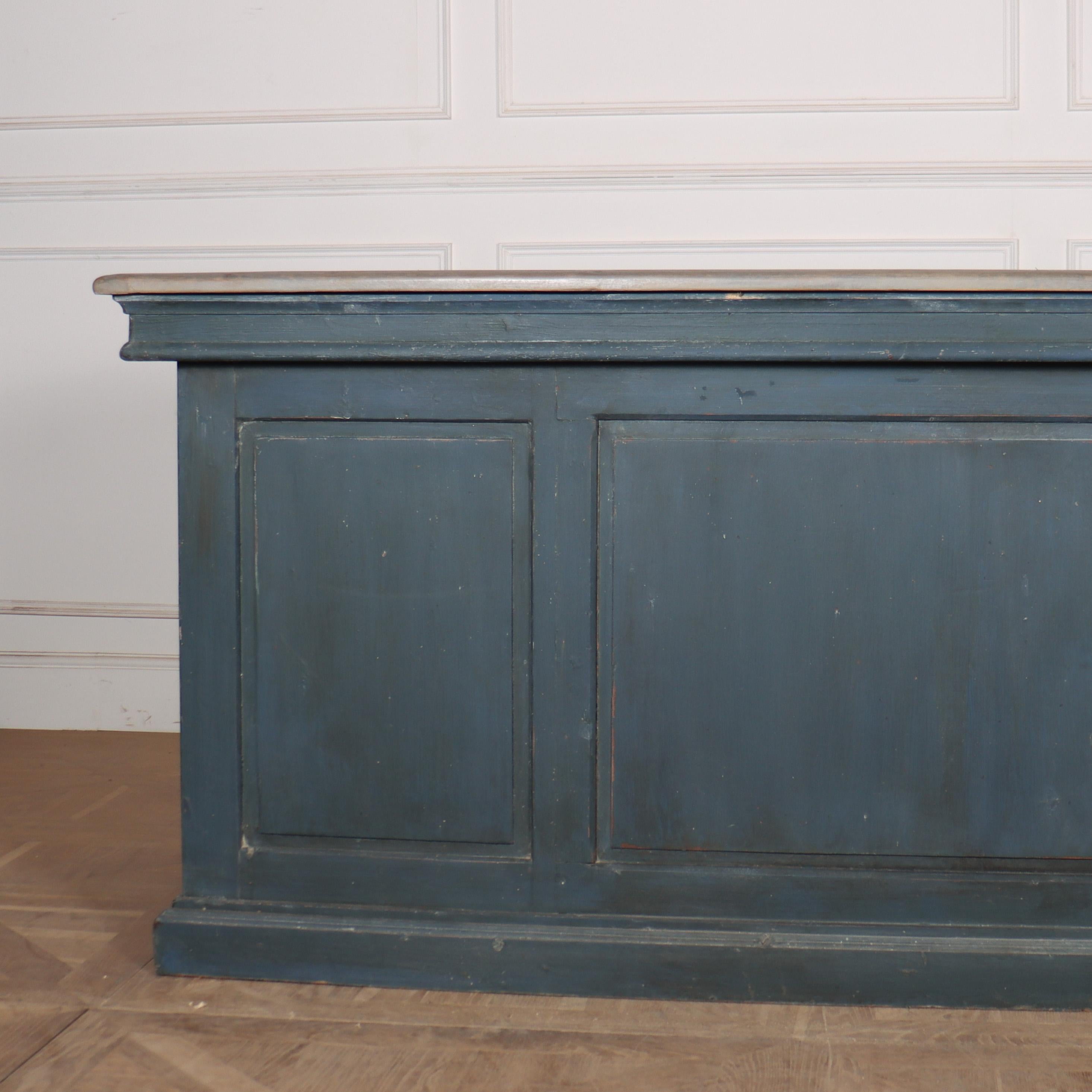 Large 19th C French painted pine shop counter / island unit. 1880.

Reference: 8138

Dimensions
95 inches (241 cms) Wide
32 inches (81 cms) Deep
37.5 inches (95 cms) High