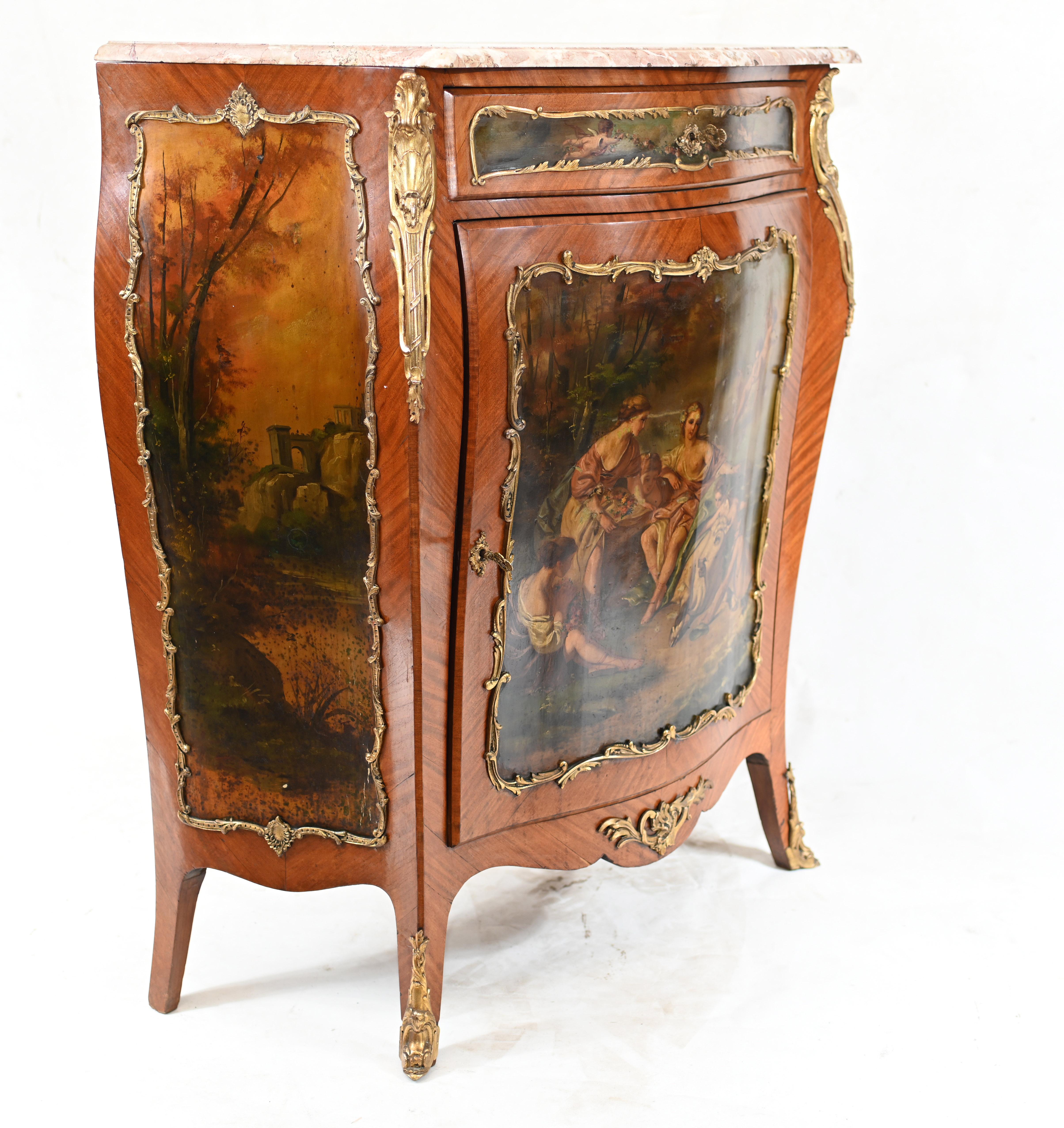 French Painted Side Cabinet Vernis Martin, 1890 5