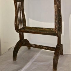 French Painted Side Table, 19th Century Tricoteuse Table