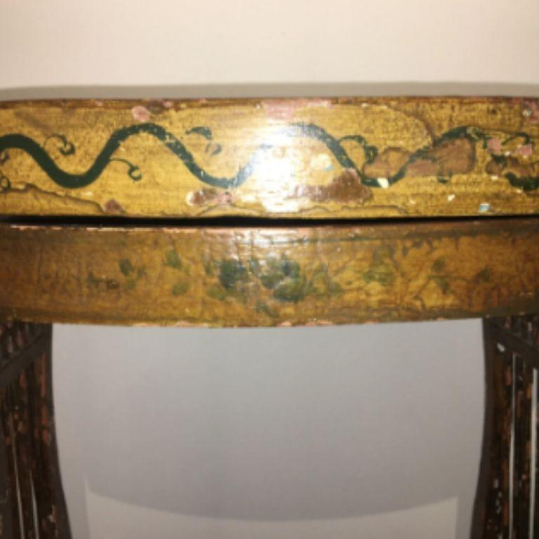 Neoclassical French Painted Side Table, 19th Century Tricoteuse Table