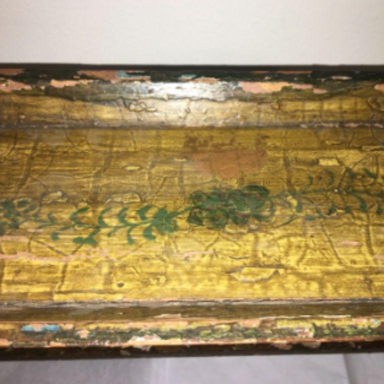 Polychromed French Painted Side Table, 19th Century Tricoteuse Table