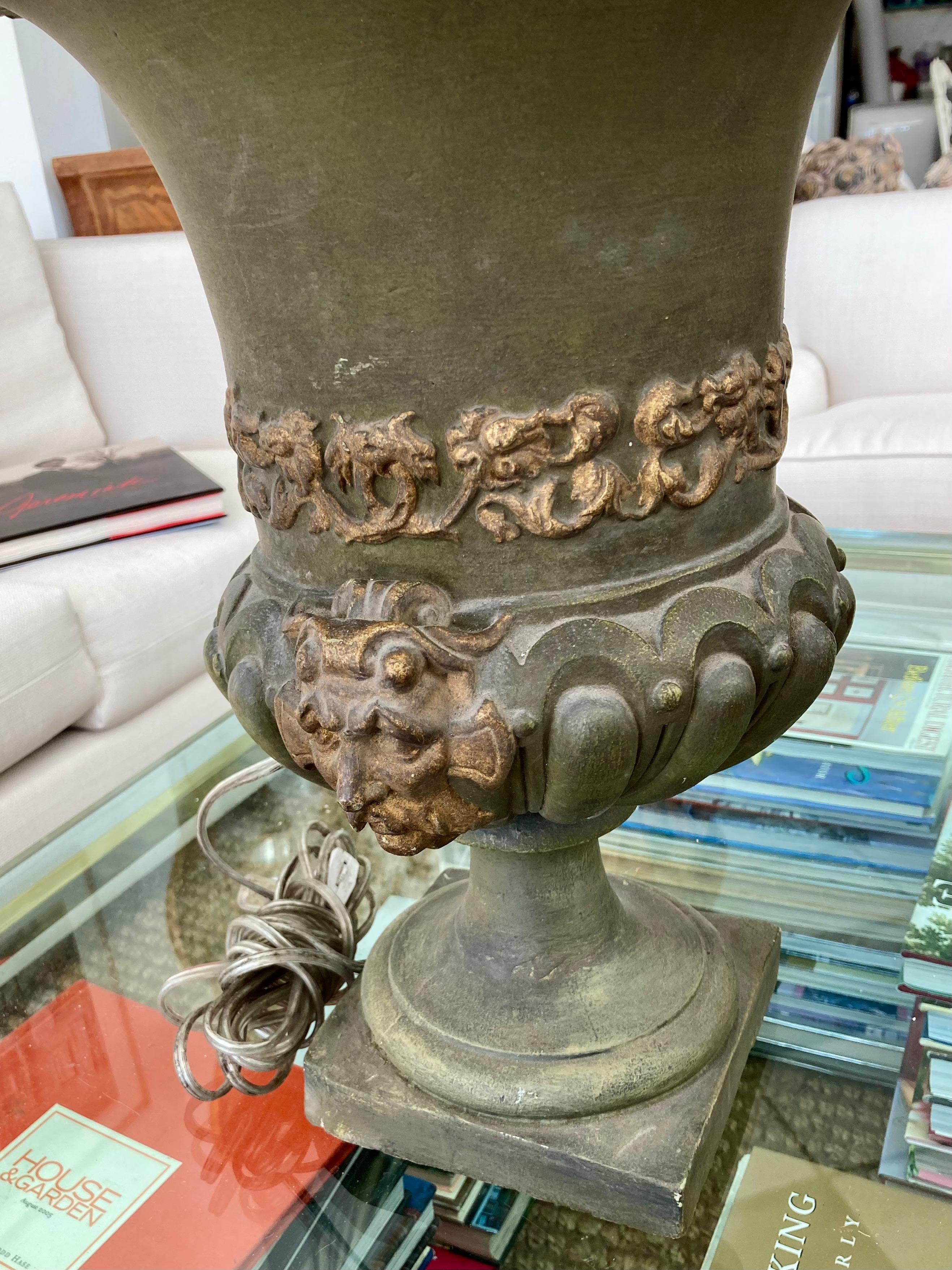 French Painted Terra Cotta Urn Uplight For Sale 5